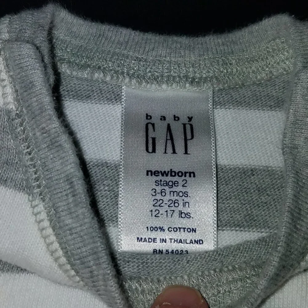 Baby Gap Gray White Striped Shirt Boy Girl Infant 3-6 Months 100% Cotton
